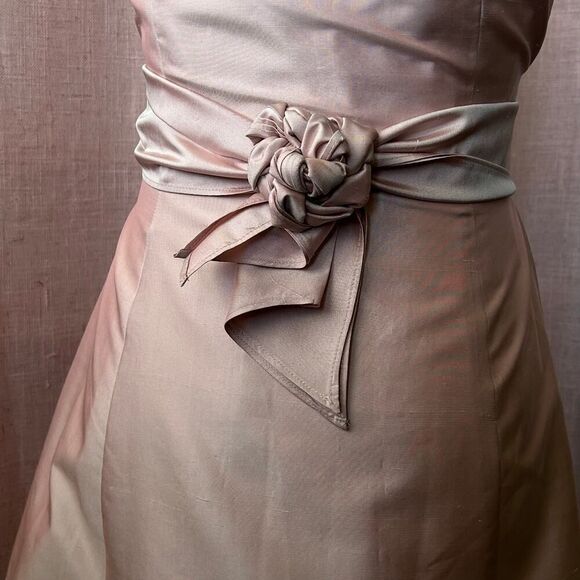 Vintage Ann Taylor Pink Silk Strapless Midi Dress Size 6 - Picture 5 of 10